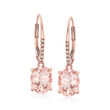 3.20 ct. t.w. Morganite Drop Earrings with Diamond Accents in 14kt Rose Gold