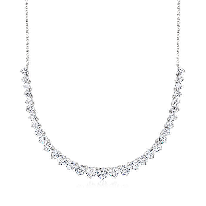 14.00 ct. t.w. Graduated CZ Tennis Necklace in Sterling Silver