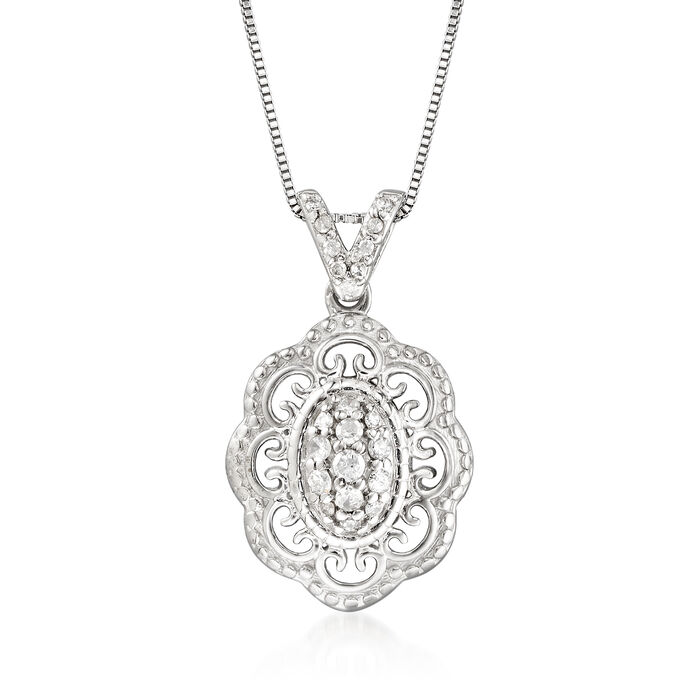 .25 ct. t.w. Diamond Filigree Pendant Necklace in Sterling Silver