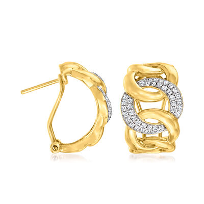 .61 ct. t.w. Diamond Curb-Link Earrings in 14kt Yellow Gold