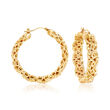 Italian Andiamo Byzantine Hoop Earrings in 14kt Gold Over Resin