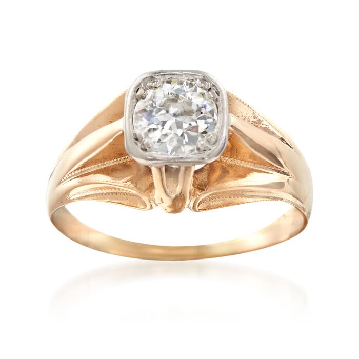 C. 1960 Vintage .60 Carat Diamond Ring in 14kt Yellow Gold