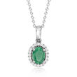 1.10 Carat Emerald and .20 ct. t.w. White Topaz Pendant Necklace in Sterling Silver