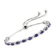 4.50 ct. t.w. Sapphire Bolo Bracelet with Diamond Accents in Sterling Silver