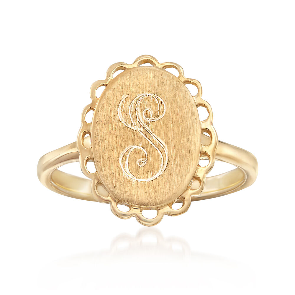 14kt Yellow Gold Single Initial Oval Signet Ring | Ross-Simons