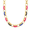 Italian Multicolored Enamel Cable-Link Necklace in 18kt Gold Over Sterling