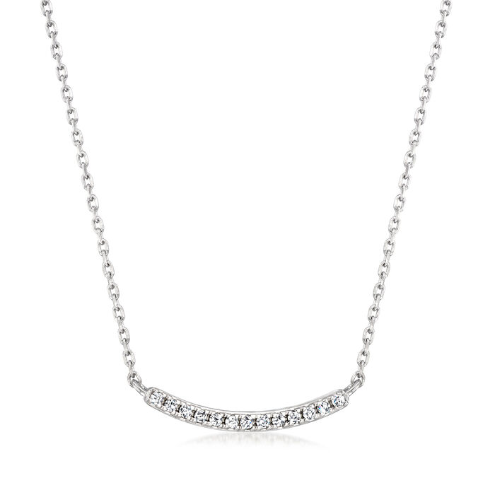 .10 ct. t.w. Diamond Small Curved Bar Necklace in Sterling Silver