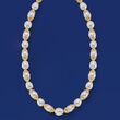 10-12mm Cultured Pearl Necklace with 18kt Gold Over Sterling Caps
