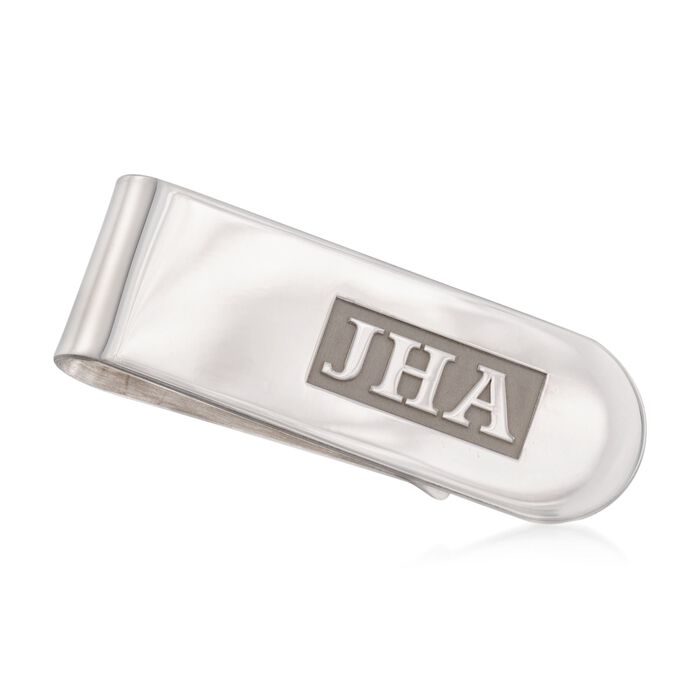 Sterling Silver Raised Three-Initial Money Clip