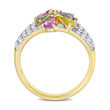 2.92 ct. t.w. Multicolored Sapphire Floral Ring in 14kt Yellow Gold