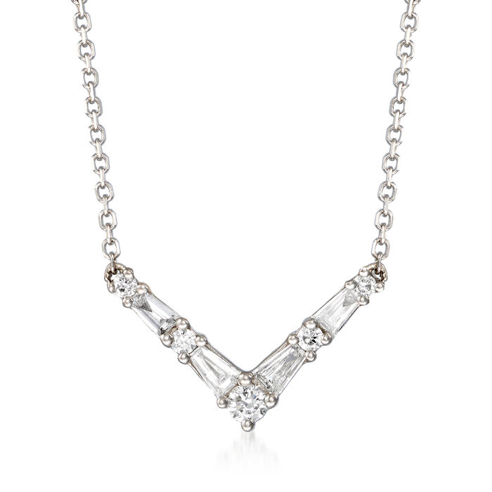.18 ct. t.w. Diamond V-Shape Necklace in 14kt White Gold
