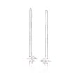 Sterling Silver Starburst Threader Earrings with Diamond Accents