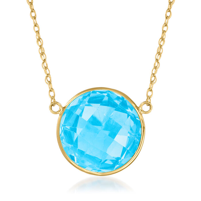 8.50 Carat Sky Blue Topaz Necklace in 14kt Yellow Gold