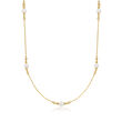 Charles Garnier &quot;Venus&quot; 8-8.5mm Cultured Pearl and .40 ct. t.w. CZ Station Necklace in 18kt Gold Over Sterling