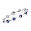 C. 2000 Vintage 3.78 ct. t.w. Sapphire and 3.36 ct. t.w. Diamond Bracelet in 18kt White Gold