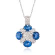 1.60 ct. t.w. Sapphire and .15 ct. t.w. Diamond Pendant Necklace in 14kt White Gold