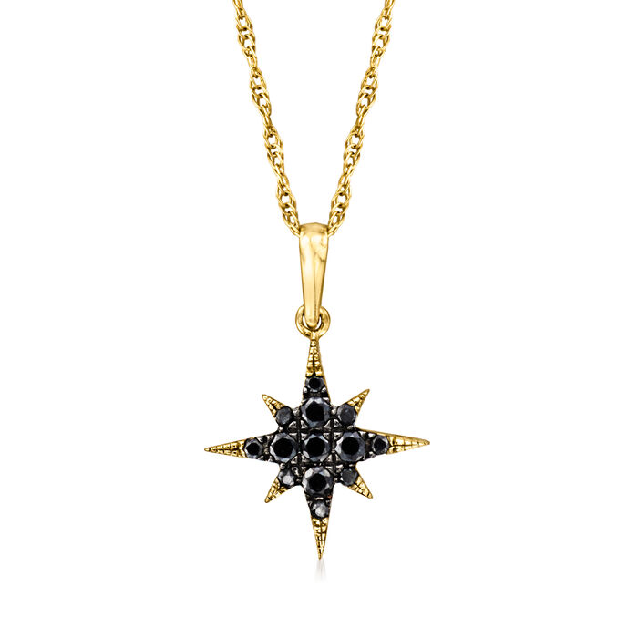 .10 ct. t.w. Black Diamond North Star Pendant Necklace in 14kt Yellow Gold