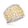 2.00 ct. t.w. Bezel-Set Yellow and White Diamond Ring in 14kt White and 18kt Yellow Gold