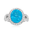 7.50 Carat Swiss Blue Topaz Ring with .94 ct. t.w. Diamonds in 14kt White Gold