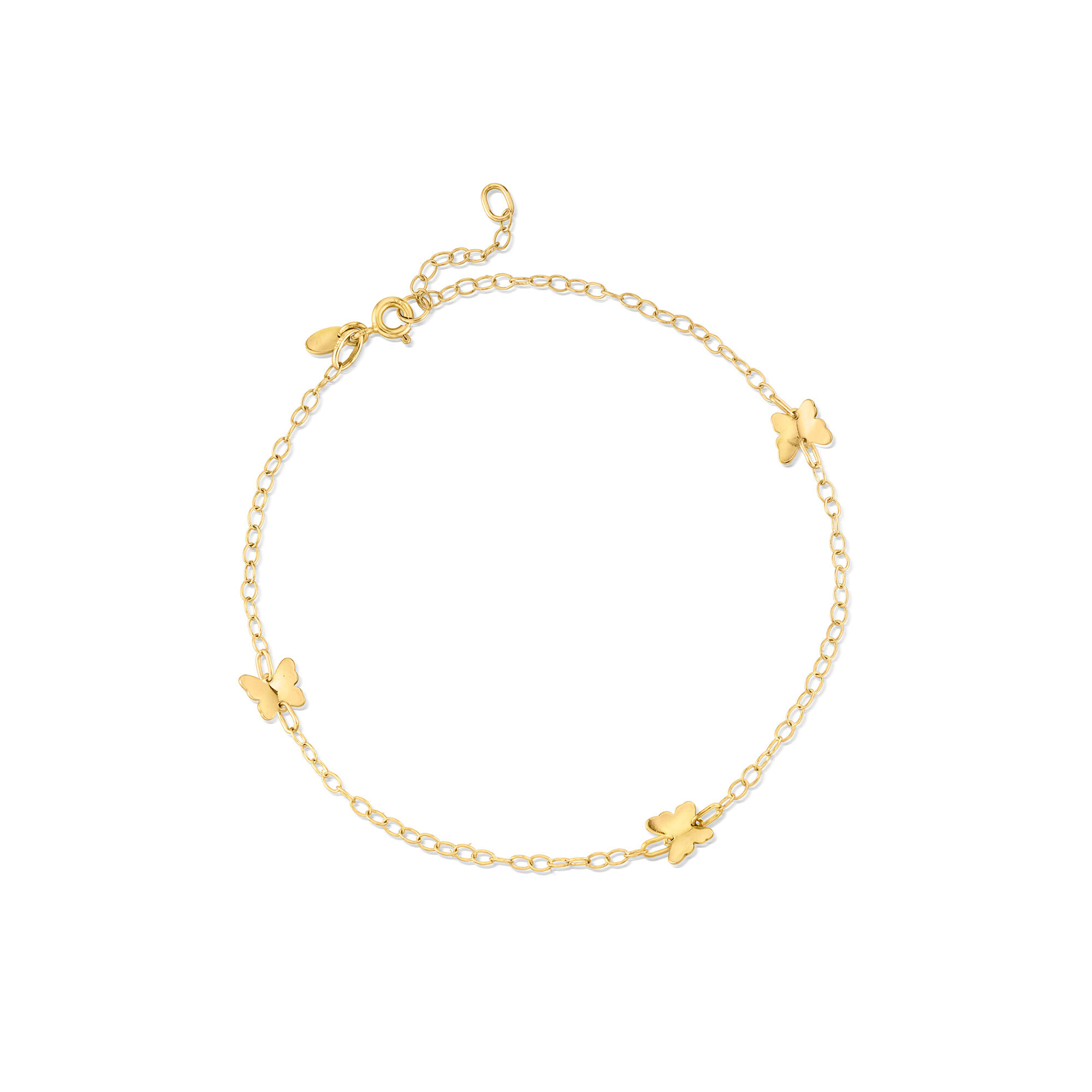 Italian 14kt Yellow Gold Butterfly Station Anklet. 9