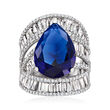 9.00 Carat Simulated Sapphire and 3.60 ct. t.w. CZ Ring in Sterling Silver