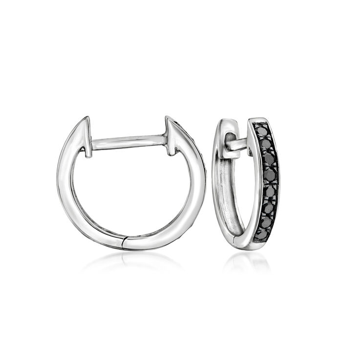 .10 ct. t.w. Black Diamond Hoop Earrings in Sterling Silver