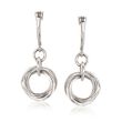 Zina Sterling Silver &quot;Contemporary&quot; Rolling Ring Drop Earrings