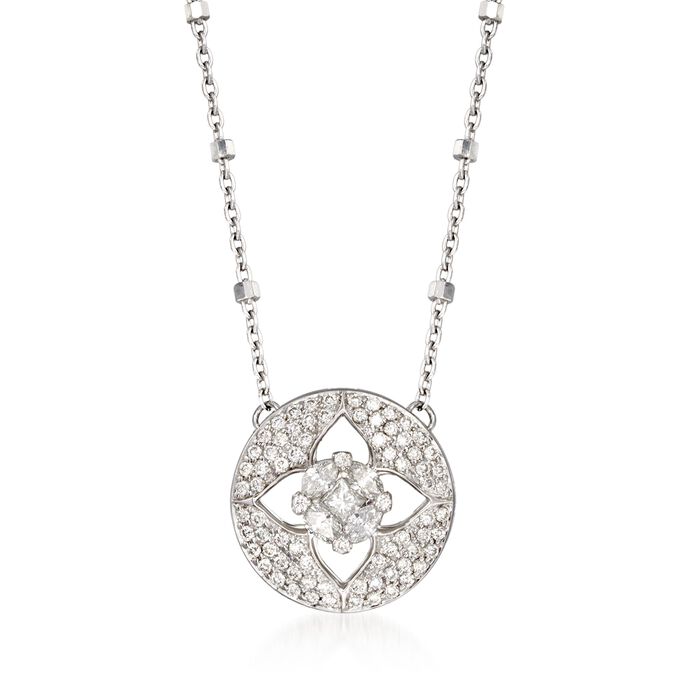 .47 ct. t.w. Diamond Floral Necklace in 14kt White Gold