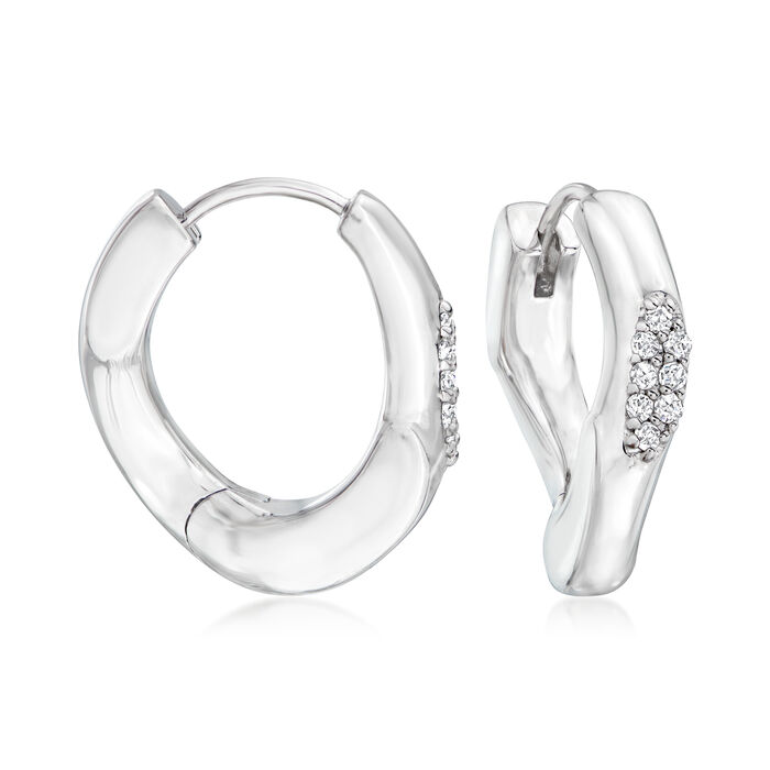 Judith Ripka &quot;Gaia&quot; .12 ct. t.w. Diamond Huggie Hoop Earrings in Sterling Silver