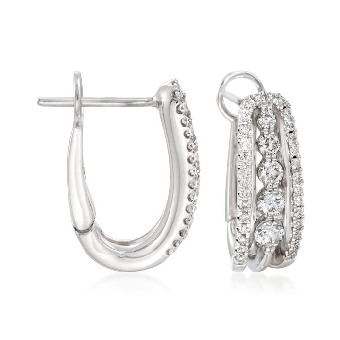 .65 ct. t.w. Diamond Hoop Earrings in 18kt White Gold