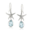 7.00 ct. t.w. Sky Blue Topaz Bali-Style Starfish Drop Earrings in Sterling Silver