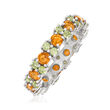 1.20 ct. t.w. Citrine and 1.10 ct. t.w. Peridot Eternity Band in Sterling Silver