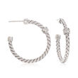 Italian .22 ct. t.w. CZ Woven Hoop Earrings in Sterling Silver