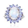 Moonstone and 2.10 ct. t.w. Tanzanite Ring in Sterling Silver