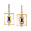 Mother-of-Pearl and 1.30 ct. t.w. Sapphire Drop Earrings with .20 ct. t.w. White Topaz in 18kt Gold Over Sterling
