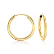 Italian 14kt Yellow Gold Endless Hoop Earrings with Removable Heart Charms