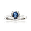 C. 1990 Vintage .60 Carat Sapphire Ring with .12 ct. t.w. Diamonds in 14kt White Gold