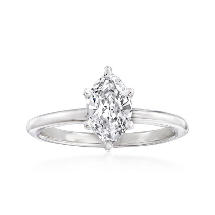 1.02 Carat Certified Marquise Diamond Solitaire Ring in 14kt White Gold