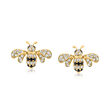 .17 ct. t.w. White and Black Diamond Bumblebee Earrings in 14kt Yellow Gold