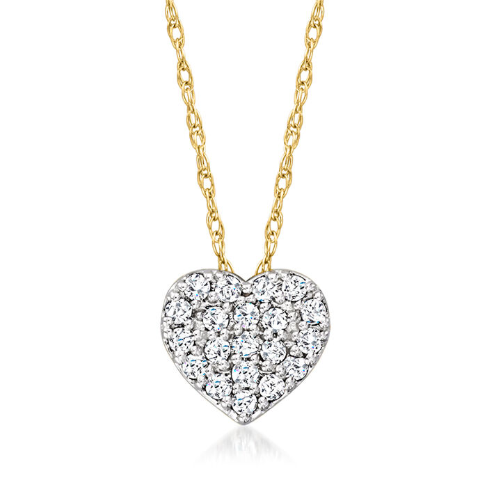 .15 ct. t.w. Pave Diamond Heart Necklace in 14kt Yellow Gold