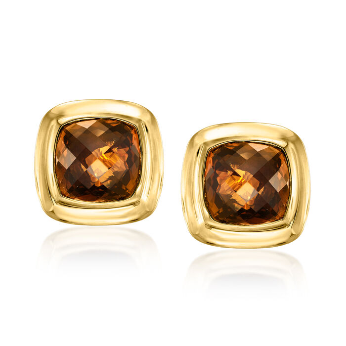 C. 1990 Vintage David Yurman 7.80 ct. t.w. Citrine Earrings in 18kt Yellow Gold and Sterling Silver