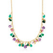 Italian 5.40 ct. t.w. Multi-Gemstone Bead Drop Necklace in 24kt Gold Over Sterling