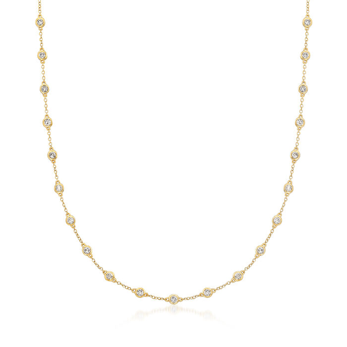 2.00 ct. t.w. Bezel-Set Diamond Station Necklace in 14kt Yellow Gold