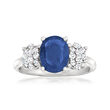 2.20 Carat Sapphire and .35 ct. t.w. Diamond Ring in 18kt White Gold