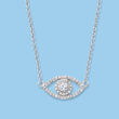 .35 ct. t.w. CZ Evil Eye Necklace in Sterling Silver