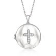 .10 ct. t.w. Diamond Cross Locket Necklace in Sterling Silver