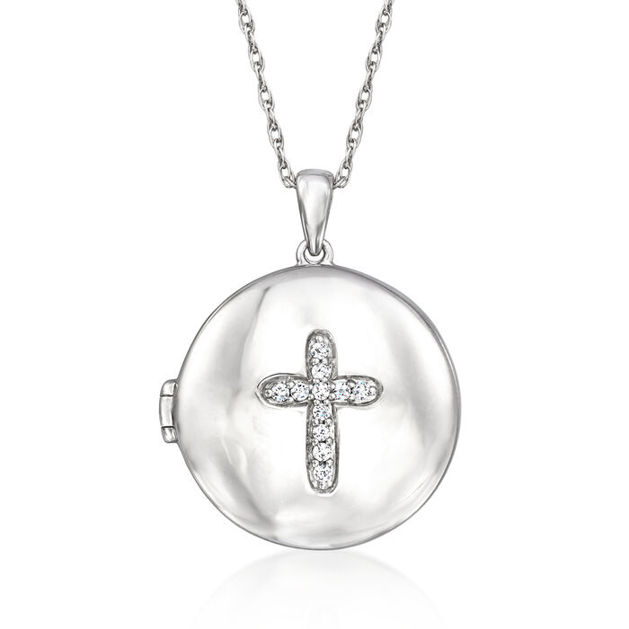 .10 ct. t.w. Diamond Cross Locket Necklace in Sterling Silver