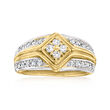 C. 1980 Vintage .41 ct. t.w. Diamond Ring in Platinum and 18kt Yellow Gold