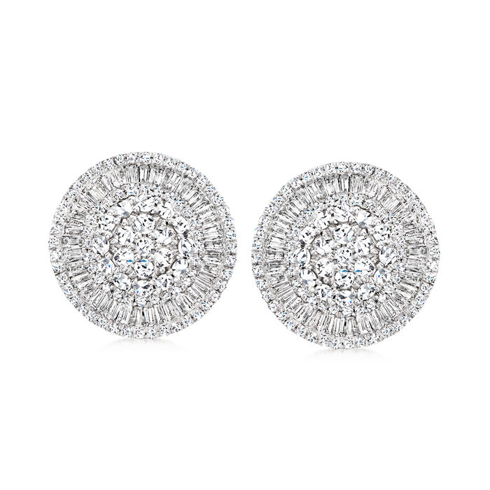 C. 1980 Vintage 2.60 ct. t.w. Diamond Circle Earrings in 14kt White Gold