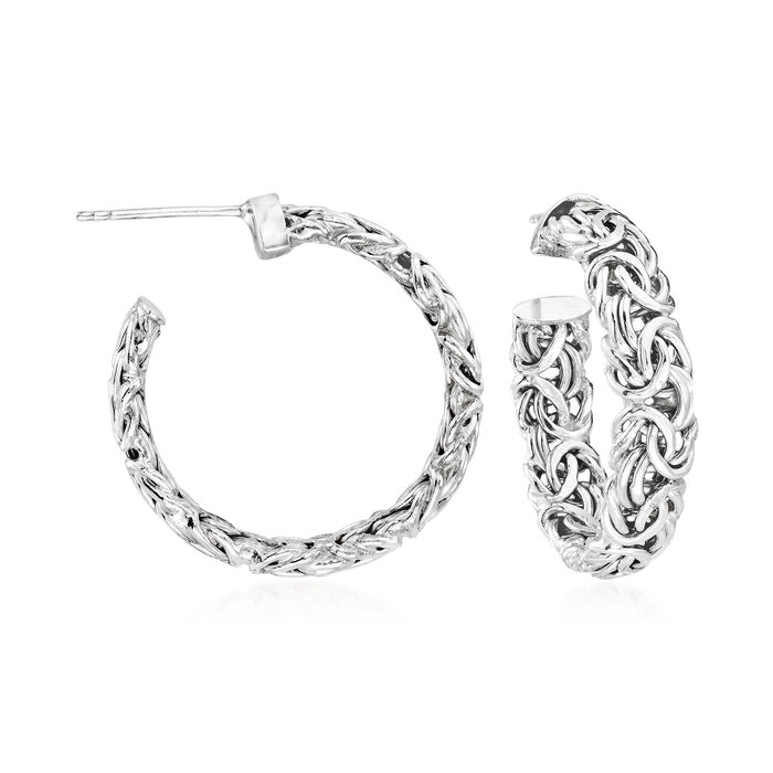 Sterling Silver Byzantine Hoop Earrings